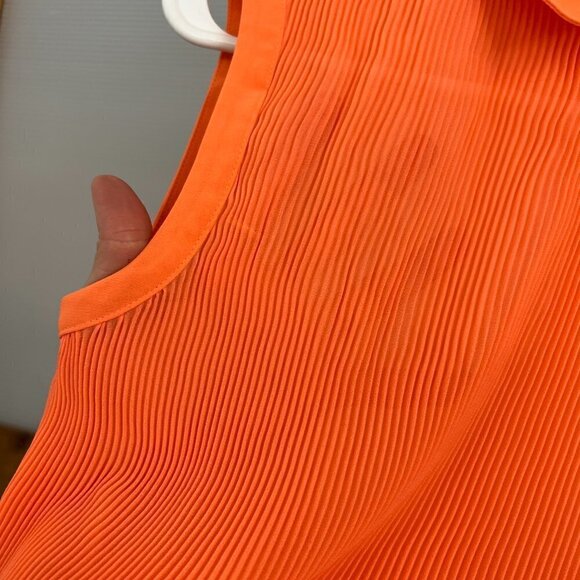 Ted Baker Dantea Orange Pleated Plisse Pleated Collar Sleeveless Blouse Sz 1 US4 - Picture 6 of 15